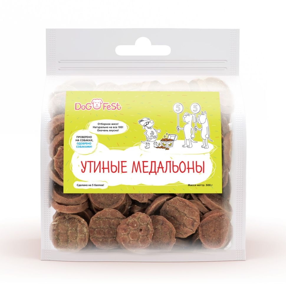 Dog Fest Утиные медальоны лакомство для собак 500 гр.