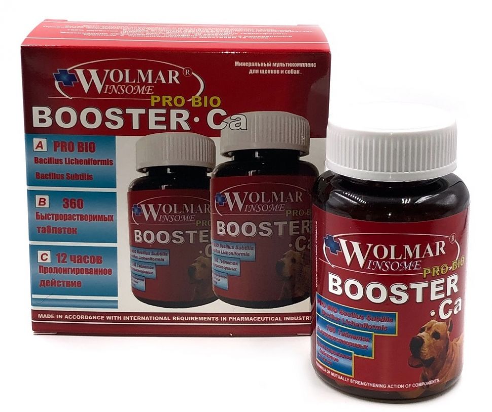 Wolmar Winsome Pro Bio Booster Ca для средних и крупных пород кальциево-фосфорного баланс, 180 табл.