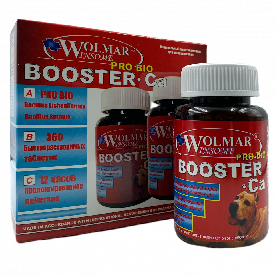 Wolmar Winsome Pro Bio Booster Ca для средних и крупных пород кальциево-фосфорного баланс, 180 табл.