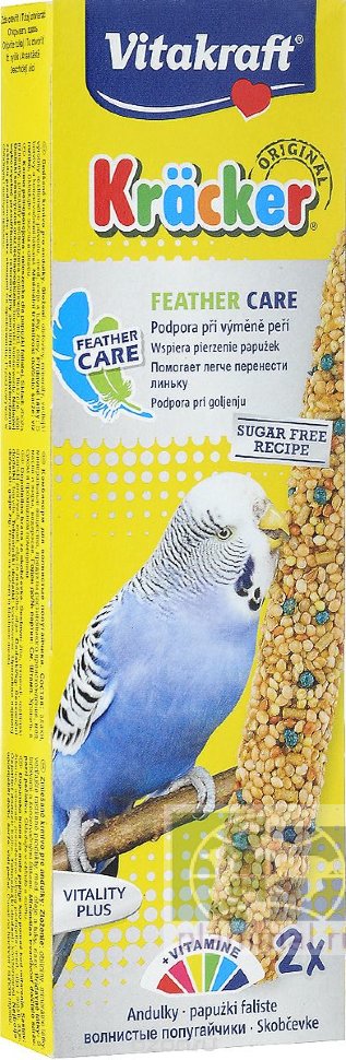 Vitakraft: крекер Feather Care в период линьки для волнистых попугаев, 2 шт., 60 гр.