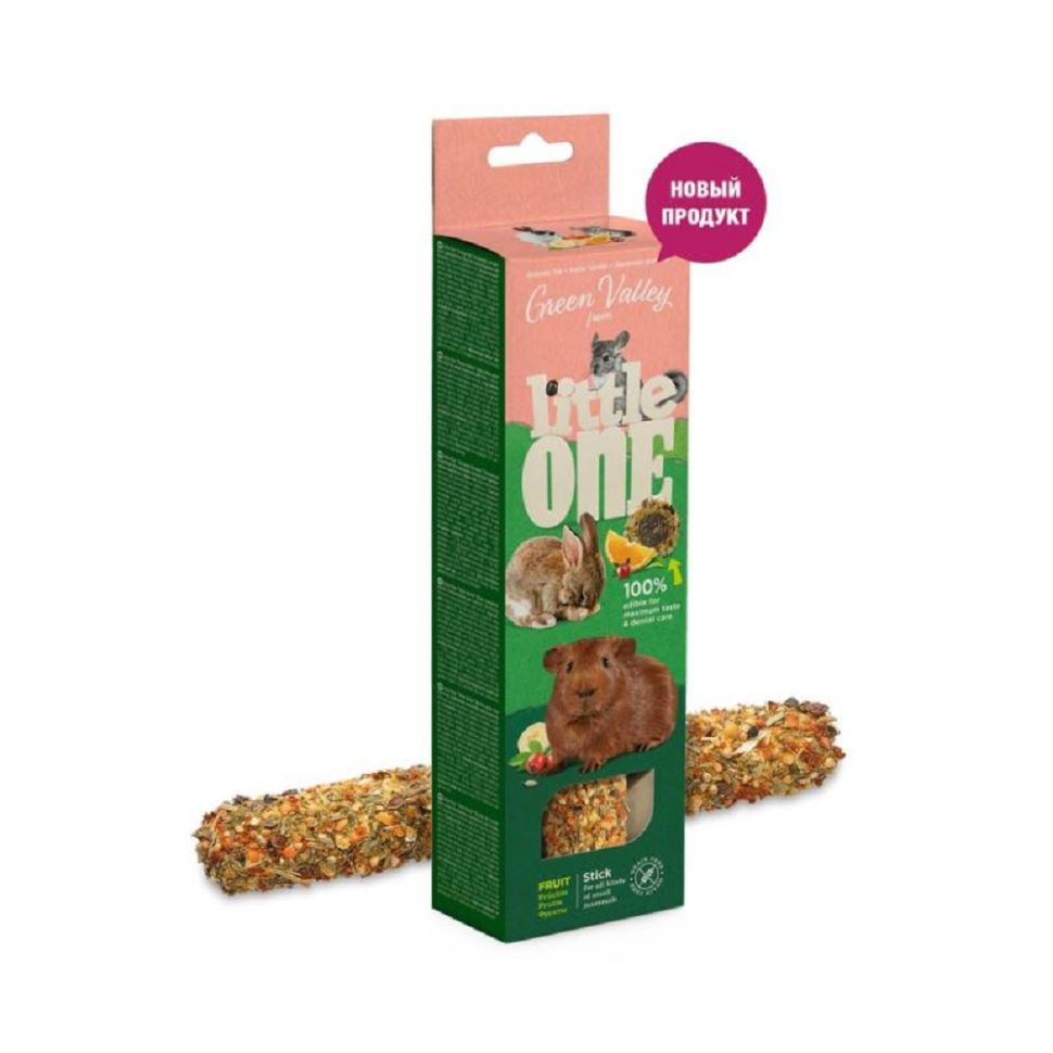 Little One «Зеленая долина» беззерновая палочка для декоративных животных с фруктами 180 гр.