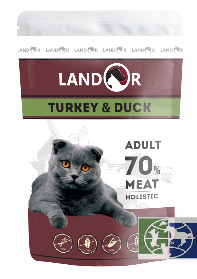 Консервы Landor Cat индейка с уткой для взрослых кошек, 85 гр.