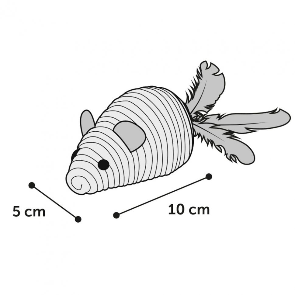Flamingo:  Мышки Биби, игрушка для кошек, оранжевая, веревка, дребежжит, с лентами и перьями