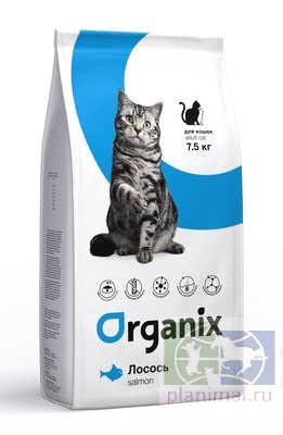 Organix корм для кошек с чувствительным пищеварением: свежий лосось Adult Cat Fresh Salmon, 7,5 кг