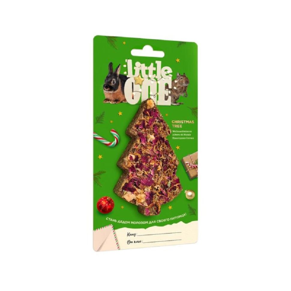 Little One Новогодняя елочка , лакомство-игрушка для морских свинок, кроликов, шиншилл и дегу, 65 гр