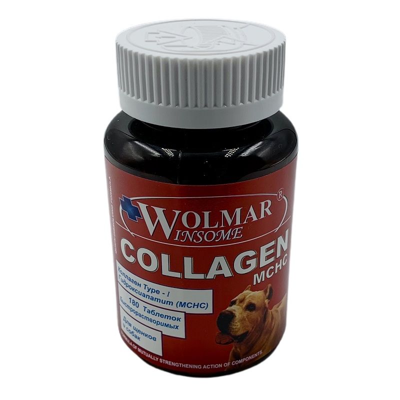 Wolmar Wilsome Collagen MCHC для поддержания и защиты ОДА собак, 180 табл.