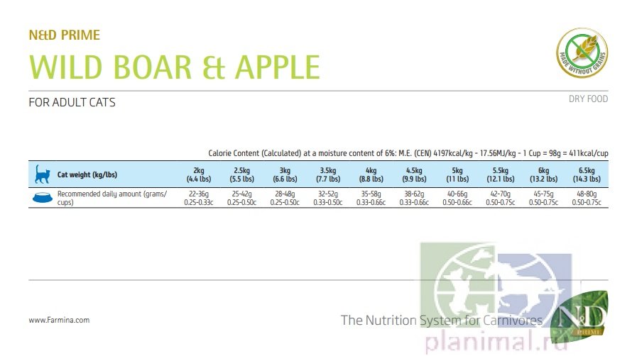 Farmina N&D Cat Boar & Apple Adult Кабан и яблоко, беззерновой корм для кошек, 10 кг