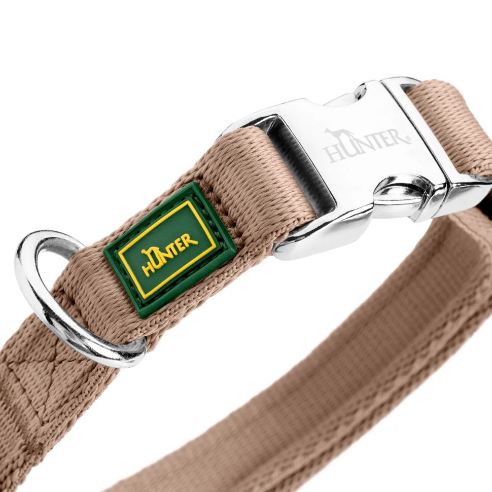 Hunter: ошейник для собак, ALU-Strong Inari S (30-45 см), нейлон, с металлической застежкой, бежевый