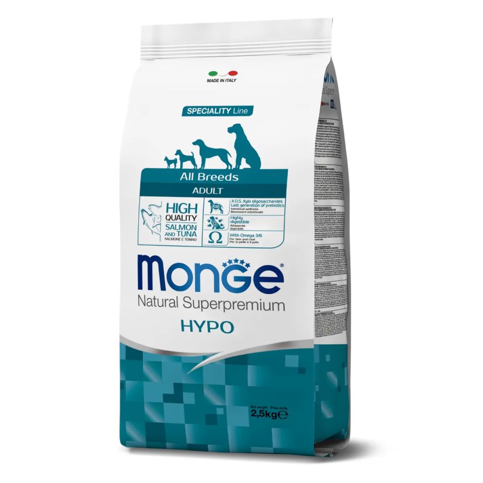 Monge: Dog Speciality Hypoallergenic, корм для собак, гипоаллергенный, лосось с тунцом, 2,5 кг