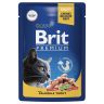 Brit: Premium, Пауч для взрослых кошек, Лосось и Форель, в соусе, 85 гр.