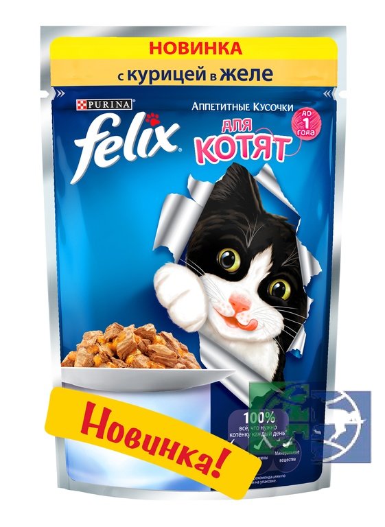 Felix влажный корм для котят на курице, 0,085 кг