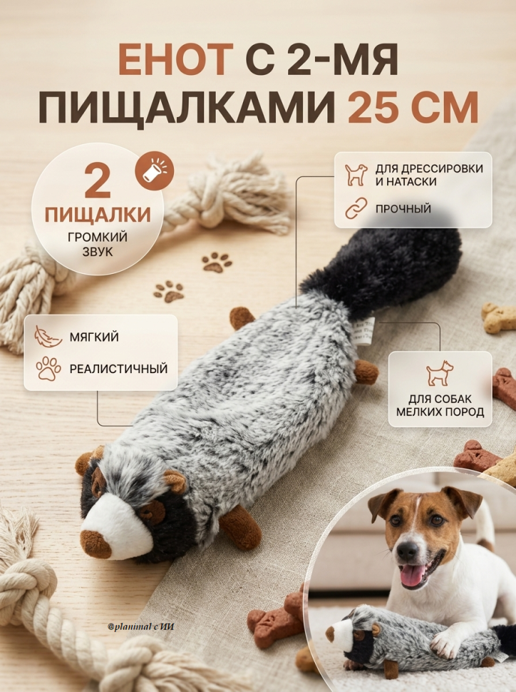 Triol: Игрушка для собак мягкая Енот, 25 см, арт. 12141062