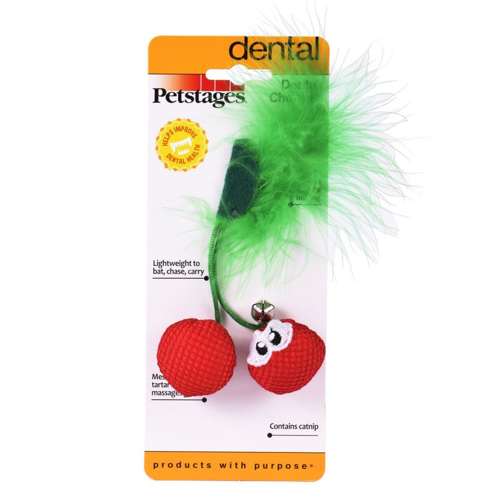 Petstages игрушка для кошек Dental "Вишни" с кошачьей мятой, 7 см