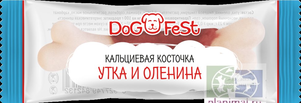 Dog Fest Кальциевая косточка Утка и оленина лакомство для собак 7 гр.