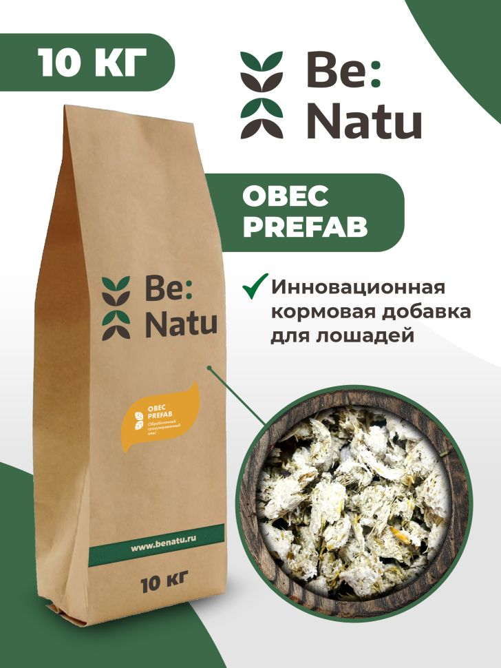 Be:Natu Овес Пре:фаб, термически обработанный овес, доступные углеводы, 10 кг