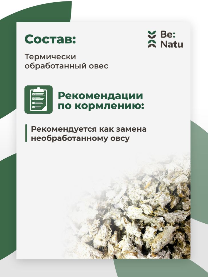 Be:Natu Овес Пре:фаб, термически обработанный овес, доступные углеводы, 10 кг
