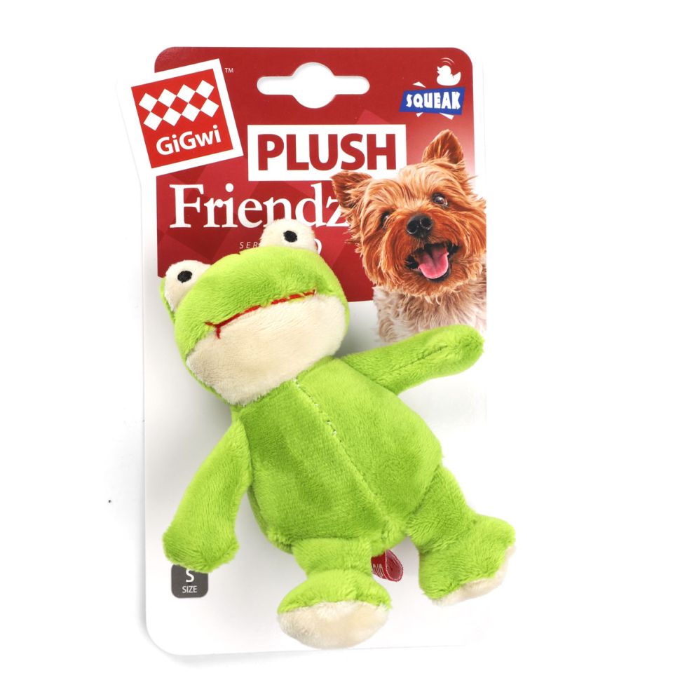 GiGwi Игрушка для собак Лягушка с пищалкой 10 см, серия PLUSH FRIENDZ, 75022