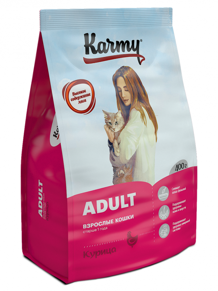 Karmy Эдалт Курица корм для кошек от 1 года, 0,4 кг