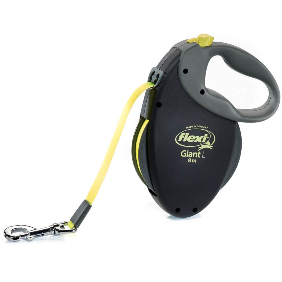 Flexi рулетка Giant Neon XL (от 50 кг) лента 8 м, светоотражающая, желтый неон