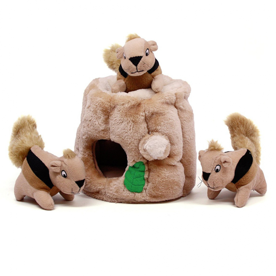 OutwardHound: игрушка-головоломка Hide-A-Squirrel (спрячь белку), малая, для собак, 12 см