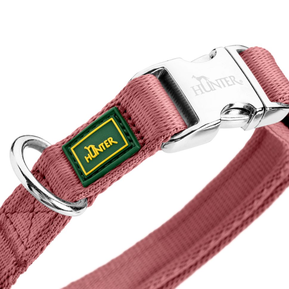 Hunter: ошейник для собак, ALU-Strong Inari S (30-45 см), нейлон, с металлической застежкой, пепельная роза