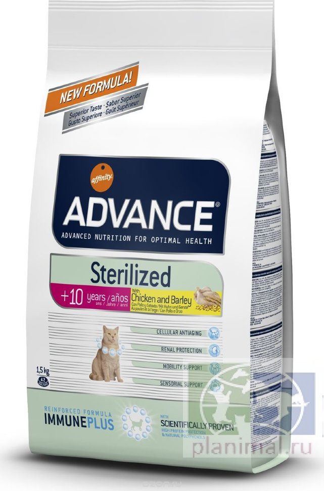 Advance корм для стерилизованных кошек старше 10 лет Sterilized 10 Years Senior, 1,5 кг
