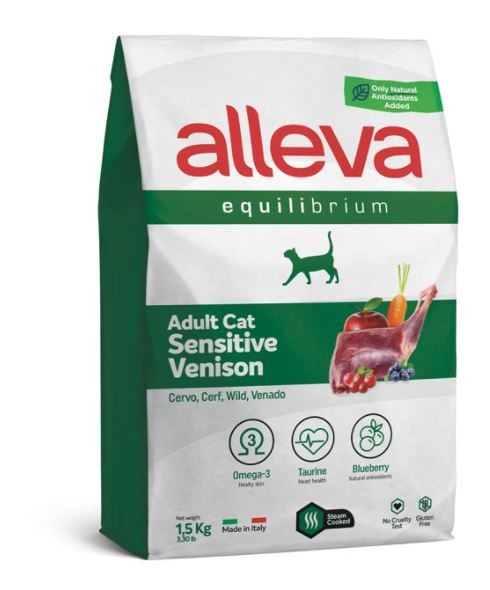 Корм для взрослых кошек Аллева Эквилибриум Сенситив с олениной 1,5 кг