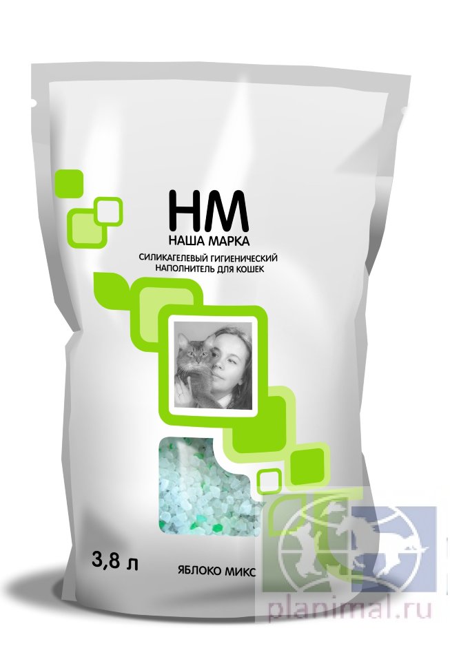 Наша марка Яблоко Микс силикагелевый наполнитель для кошек, 3,8 л.
